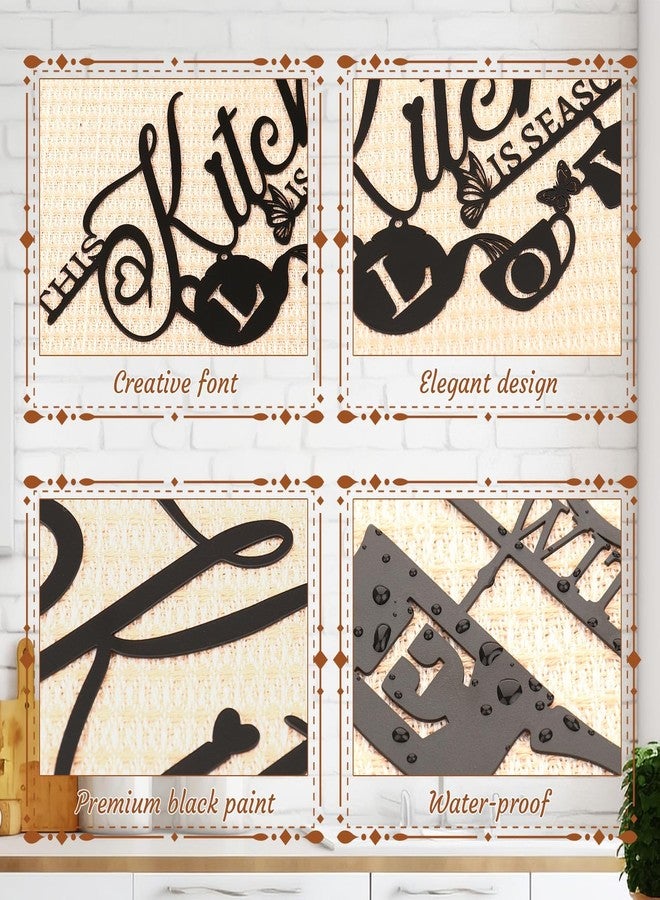 KOYILTD Black Metal Kitchen Wall Art This Kitchen is Seasoned with Love Black Kitchen Signs Wall Decor Cute Kitchen Wall Decor Sign Farmhouse Dining Room Decoration (Relaxing) - Image 5